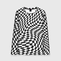 Лонгслив мужской Черно-белая клетка Black and white squares, цвет: 3D-принт