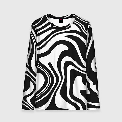 Мужской лонгслив Черно-белые полосы Black and white stripes / 3D-принт – фото 1