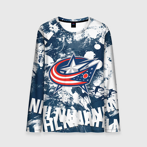 Мужской лонгслив Коламбус Блю Джекетс, Columbus Blue Jackets / 3D-принт – фото 1