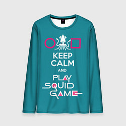 Лонгслив мужской Keep calm and play squid game, цвет: 3D-принт