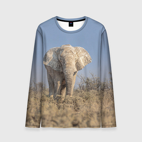 Мужской лонгслив Африканский белый слон / 3D-принт – фото 1