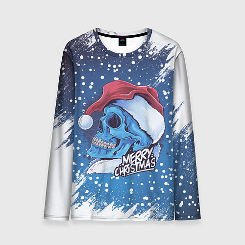 Мужской лонгслив Merry Christmas Счастливого Рождества Skull / 3D-принт – фото 1