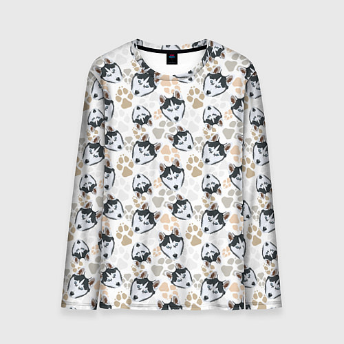 Мужской лонгслив Собака Сибирский Хаски / 3D-принт – фото 1
