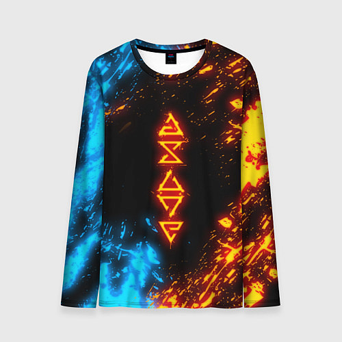 Мужской лонгслив СИМВОЛЫ ВЕДЬМАКА ОГОНЬ И ВОДА / 3D-принт – фото 1