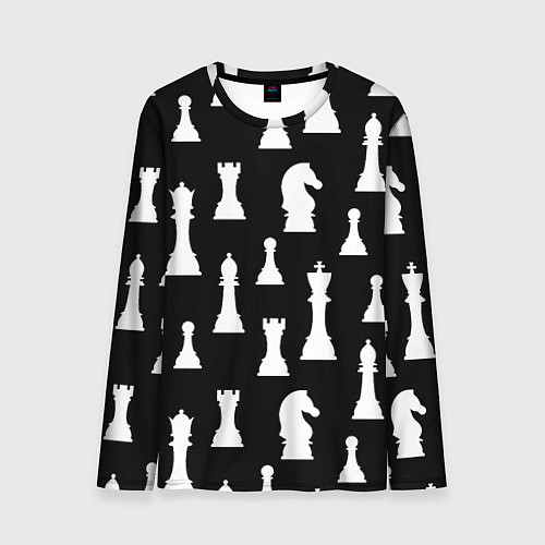 Мужской лонгслив Белые шахматные фигуры / 3D-принт – фото 1