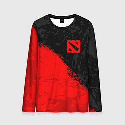 Лонгслив мужской DOTA 2 RED LOGO, БРЫЗГИ КРАСОК, цвет: 3D-принт