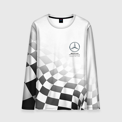 Мужской лонгслив MERCEDES, МЕРСЕДЕС СПОРТ, ФИНИШНЫЙ ФЛАГ, ФОРМУЛА 1 / 3D-принт – фото 1