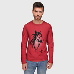 Лонгслив мужской Огненная лошадь с иероглифом, цвет: 3D-принт — фото 2