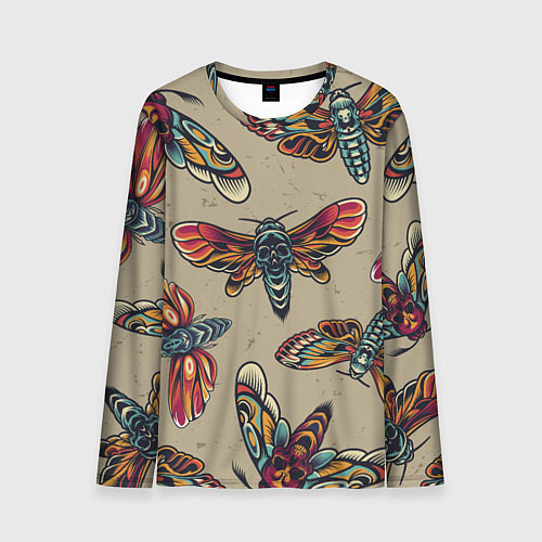 Мужской лонгслив Мотыльки-черепа / 3D-принт – фото 1