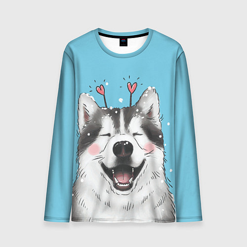 Мужской лонгслив Веселая хаски / 3D-принт – фото 1