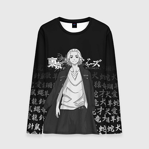 Мужской лонгслив MICKEY TOKYO REVENGERS ЧЁРНО БЕЛЫЙ / 3D-принт – фото 1