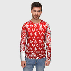 Лонгслив мужской НОВОГОДНИЕ СТИХИИ ГЕНШИН ИМПАКТ, НОВЫЙ ГОД, цвет: 3D-принт — фото 2