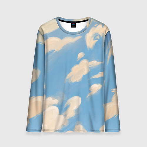 Мужской лонгслив Рисунок голубого неба с облаками маслом / 3D-принт – фото 1