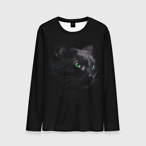 Мужской лонгслив Черна кошка с изумрудными глазами / 3D-принт – фото 1