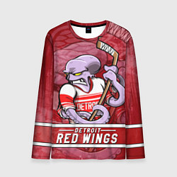 Лонгслив мужской Детройт Ред Уингз, Detroit Red Wings Маскот, цвет: 3D-принт