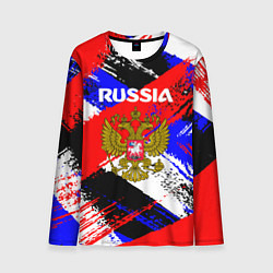Лонгслив мужской Russia Геометрия патриотизм, цвет: 3D-принт