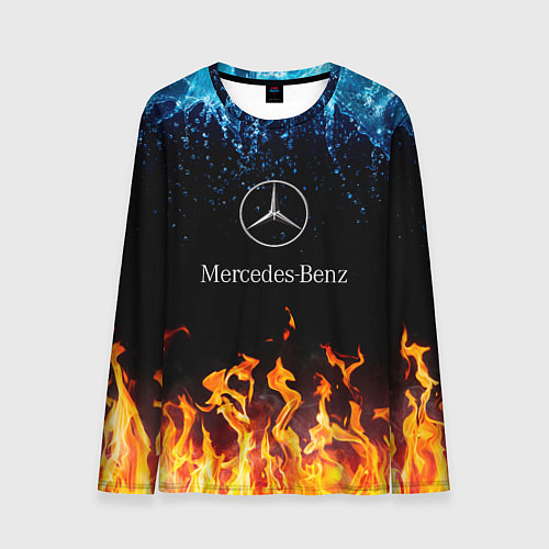 Мужской лонгслив Mercedes-Benz: Вода и Огонь / 3D-принт – фото 1
