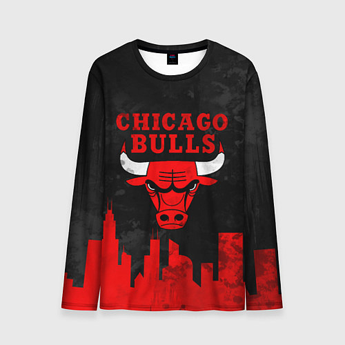 Мужской лонгслив Chicago Bulls, Чикаго Буллз Город / 3D-принт – фото 1
