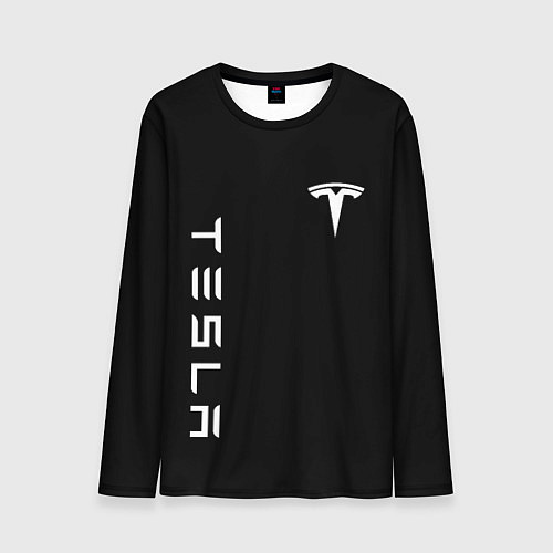 Мужской лонгслив Tesla Тесла логотип и надпись / 3D-принт – фото 1