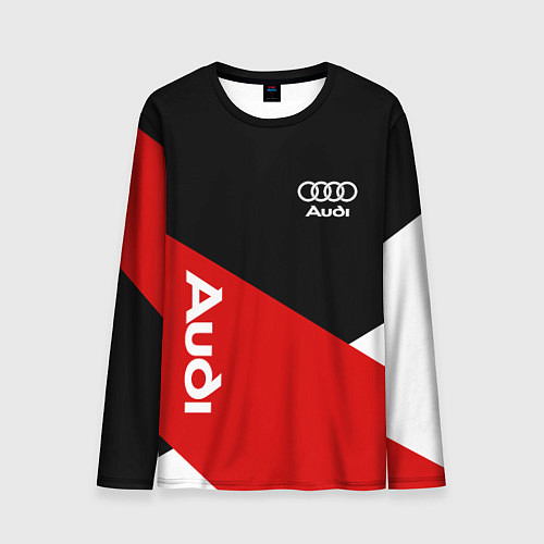 Мужской лонгслив Audi Ауди Черный Красный Белый / 3D-принт – фото 1