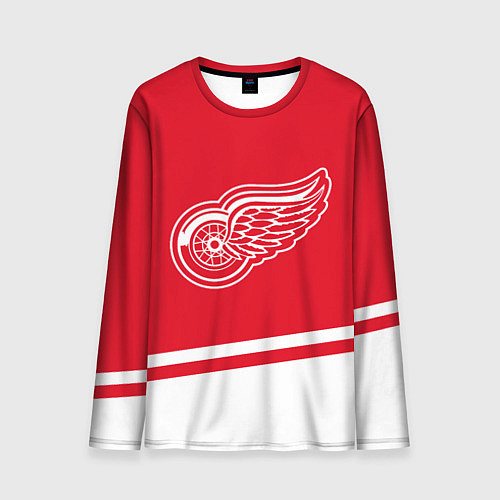 Мужской лонгслив Detroit Red Wings, Детройт Ред Уингз Диагональные / 3D-принт – фото 1