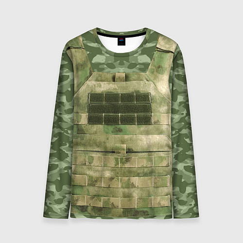 Мужской лонгслив Бронежилет: зеленый камуфляж / 3D-принт – фото 1