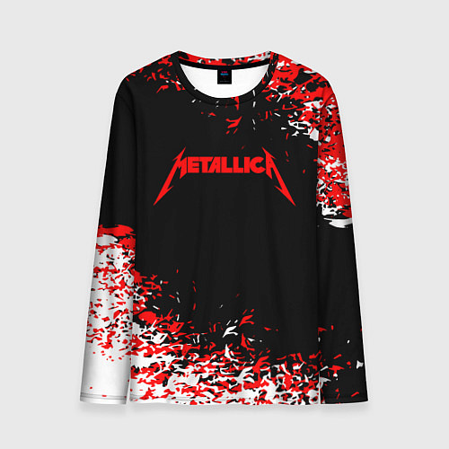 Мужской лонгслив Metallica текстура белая красная / 3D-принт – фото 1