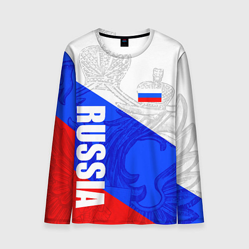 Мужской лонгслив RUSSIA - SPORTWEAR - ТРИКОЛОР / 3D-принт – фото 1