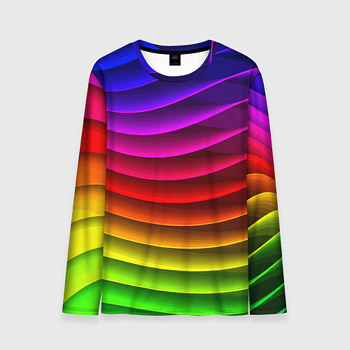 Мужской лонгслив Color line neon pattern Abstraction Summer 2023 / 3D-принт – фото 1