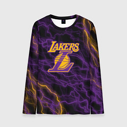 Лонгслив мужской Лейкерс Lakers яркие молнии, цвет: 3D-принт
