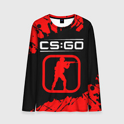 Лонгслив мужской CS:GO лого с линиями и спецназом, цвет: 3D-принт