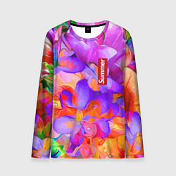 Лонгслив мужской Красочный цветочный паттерн Лето Colorful Floral P, цвет: 3D-принт