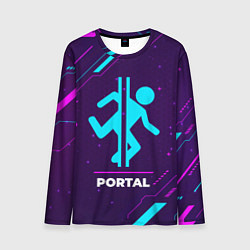 Лонгслив мужской Символ Portal в неоновых цветах на темном фоне, цвет: 3D-принт