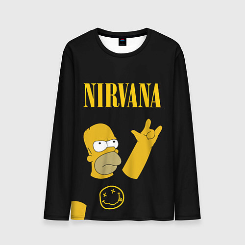 Мужской лонгслив NIRVANA ГОМЕР СИМПСОН, SIMPSONS / 3D-принт – фото 1