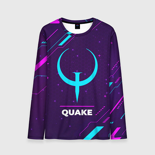Мужской лонгслив Символ Quake в неоновых цветах на темном фоне / 3D-принт – фото 1