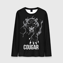 Лонгслив мужской Cougar on the hunt - Пума на охоте, цвет: 3D-принт