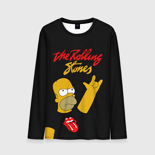 Мужской лонгслив Rolling Stones Гомер Симпсон рокер / 3D-принт – фото 1