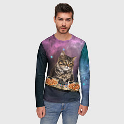 Лонгслив мужской Космический котёнок диджей Space DJ Cat, цвет: 3D-принт — фото 2
