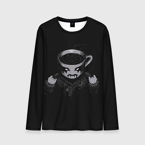 Мужской лонгслив Black Metal Coffee / 3D-принт – фото 1