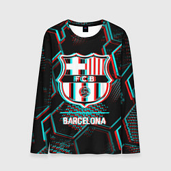 Лонгслив мужской Barcelona FC в стиле Glitch на темном фоне, цвет: 3D-принт