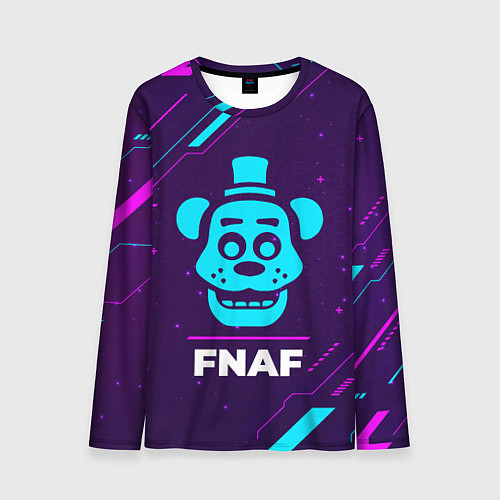 Мужской лонгслив Символ FNAF в неоновых цветах на темном фоне / 3D-принт – фото 1