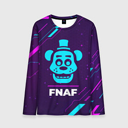 Лонгслив мужской Символ FNAF в неоновых цветах на темном фоне, цвет: 3D-принт