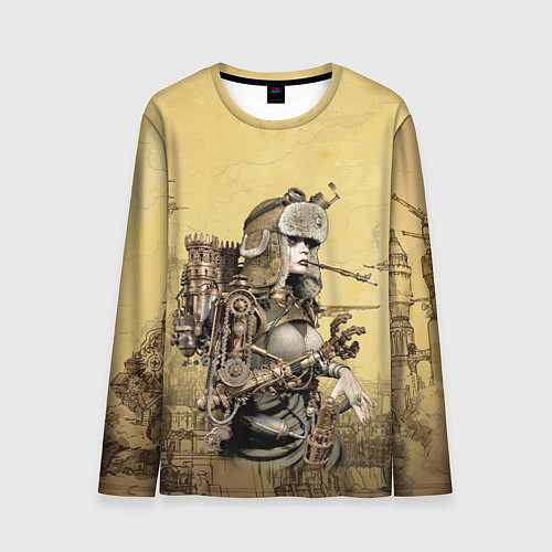 Мужской лонгслив Крутая девчонка в стиле Стимпанк / 3D-принт – фото 1