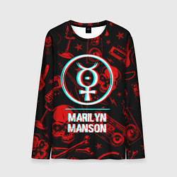 Лонгслив мужской Marilyn Manson Rock Glitch, цвет: 3D-принт