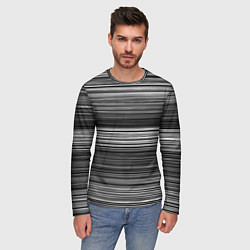 Лонгслив мужской Black and white thin stripes Тонкие полосы, цвет: 3D-принт — фото 2