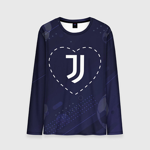 Мужской лонгслив Лого Juventus в сердечке на фоне мячей / 3D-принт – фото 1