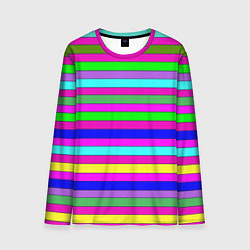 Лонгслив мужской Multicolored neon bright stripes, цвет: 3D-принт