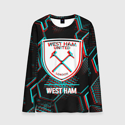 Мужской лонгслив West Ham FC в стиле Glitch на темном фоне