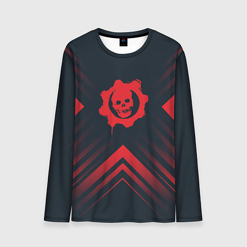 Мужской лонгслив Красный Символ Gears of War на темном фоне со стре / 3D-принт – фото 1