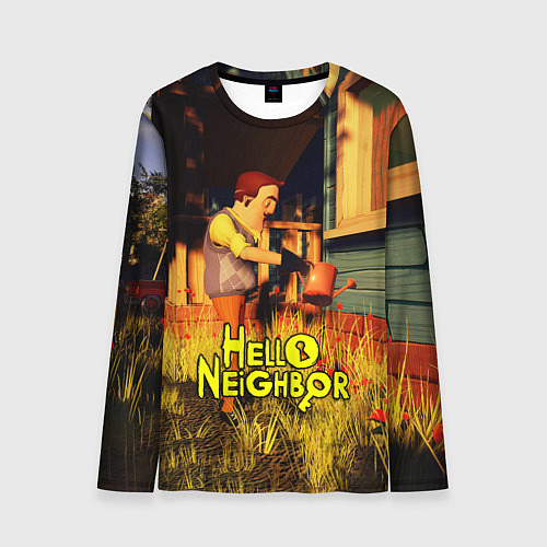Мужской лонгслив Hello Neighbor Привет сосед Сосед поливает / 3D-принт – фото 1